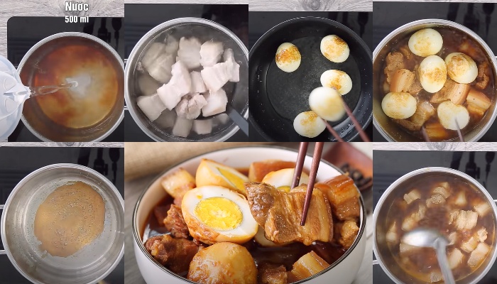 cách làm thịt kho trứng bằng gói gia vị